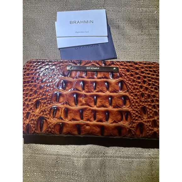 NWT Brahmin Women's Suri Leather Zip-Around Wallet Pecan Melbourne - Picture 4 of 7
